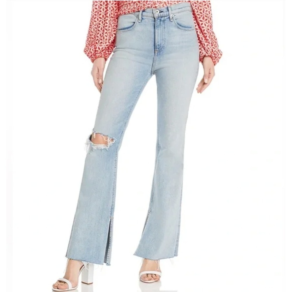Rag & Bone Nina High Rise Flare Distressed‎ Jeans Chic Modern Size 25 Retail 250